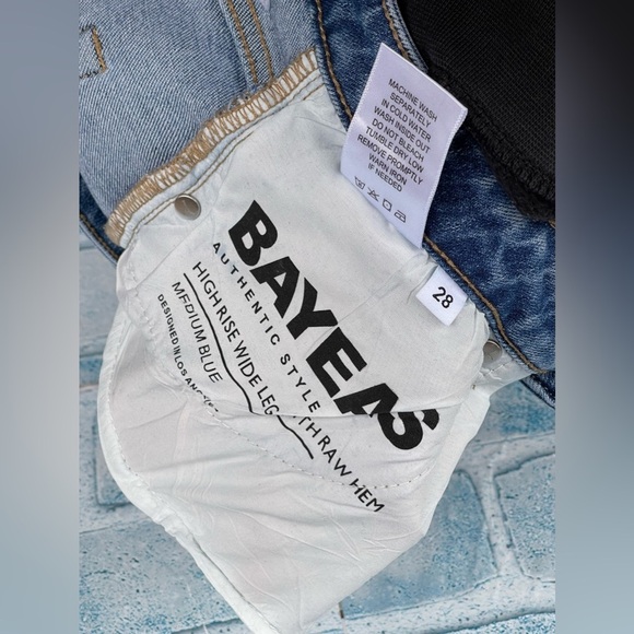 BAYEAS High -Rise Wide Leg Jeans with Frayed Hem size 28 - Picture 9 of 9